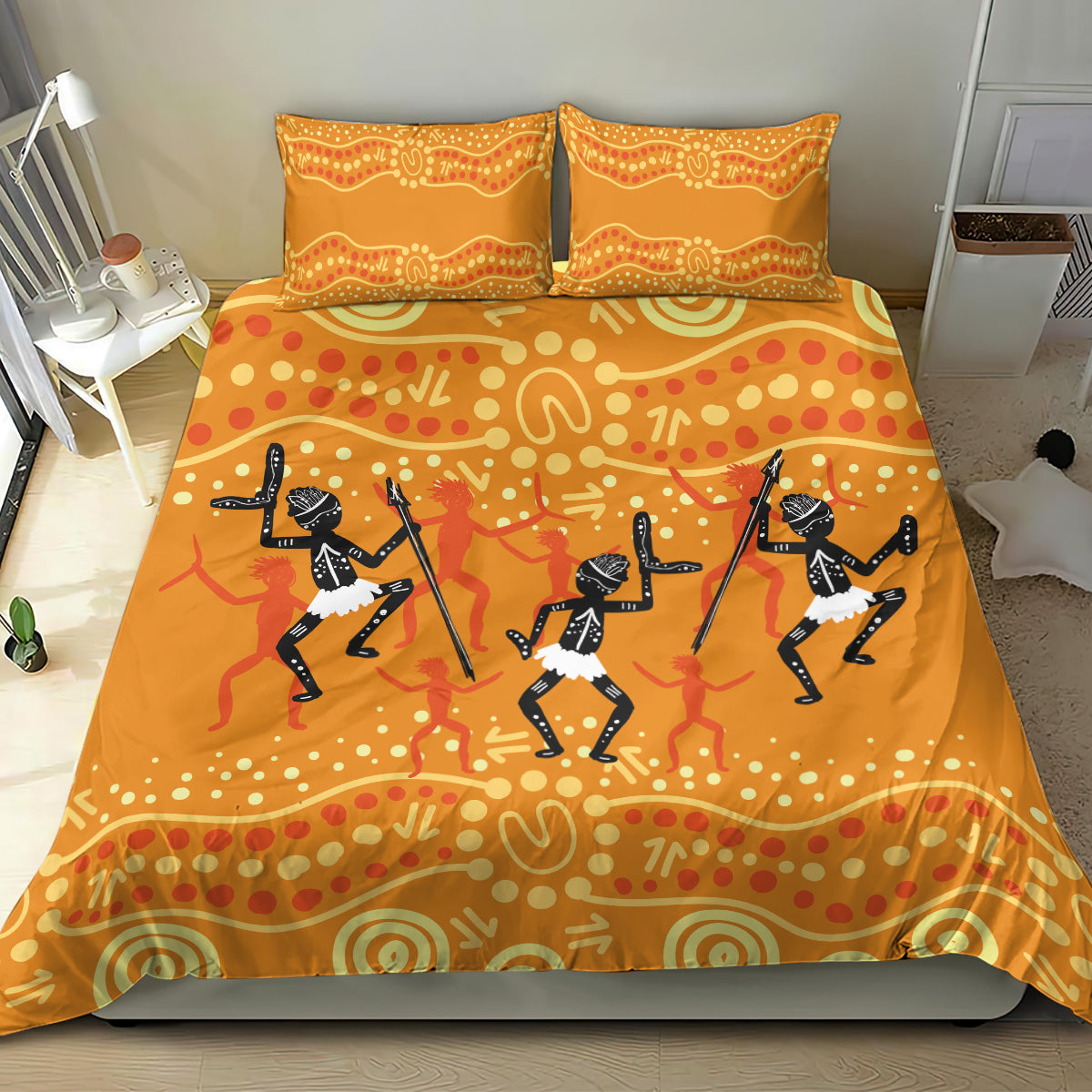 Aboriginal People Dancing Dot Styles Bedding Set - Vibe Hoodie Shop