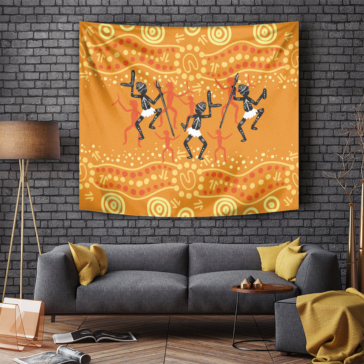 Aboriginal People Dancing Dot Styles Tapestry - Vibe Hoodie Shop