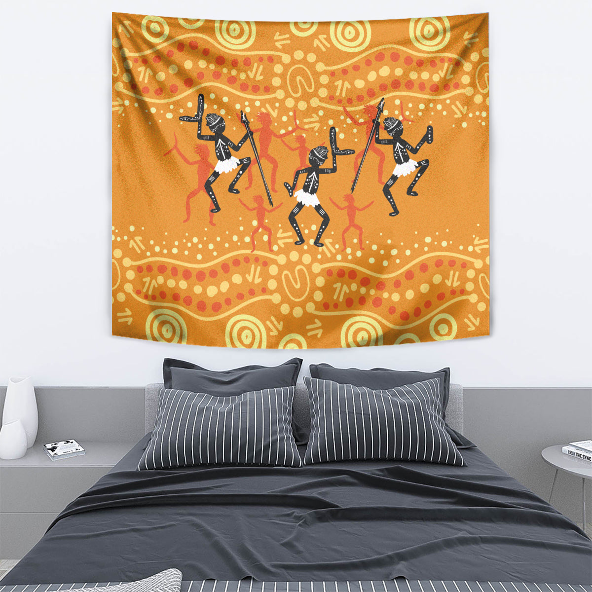 Aboriginal People Dancing Dot Styles Tapestry - Vibe Hoodie Shop