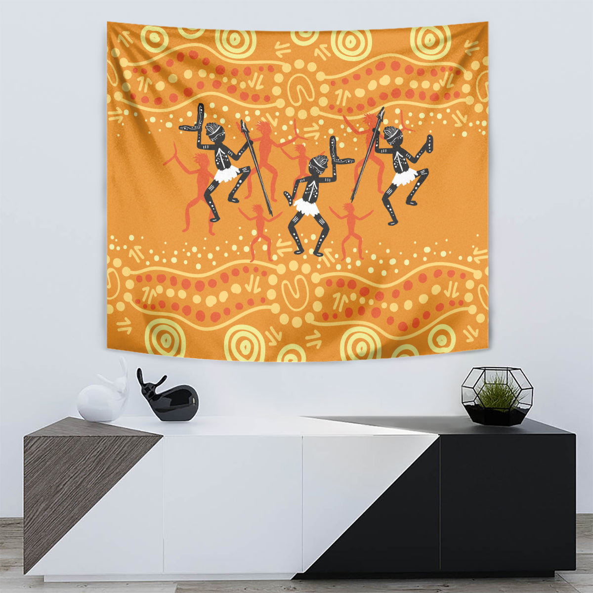 Aboriginal People Dancing Dot Styles Tapestry - Vibe Hoodie Shop