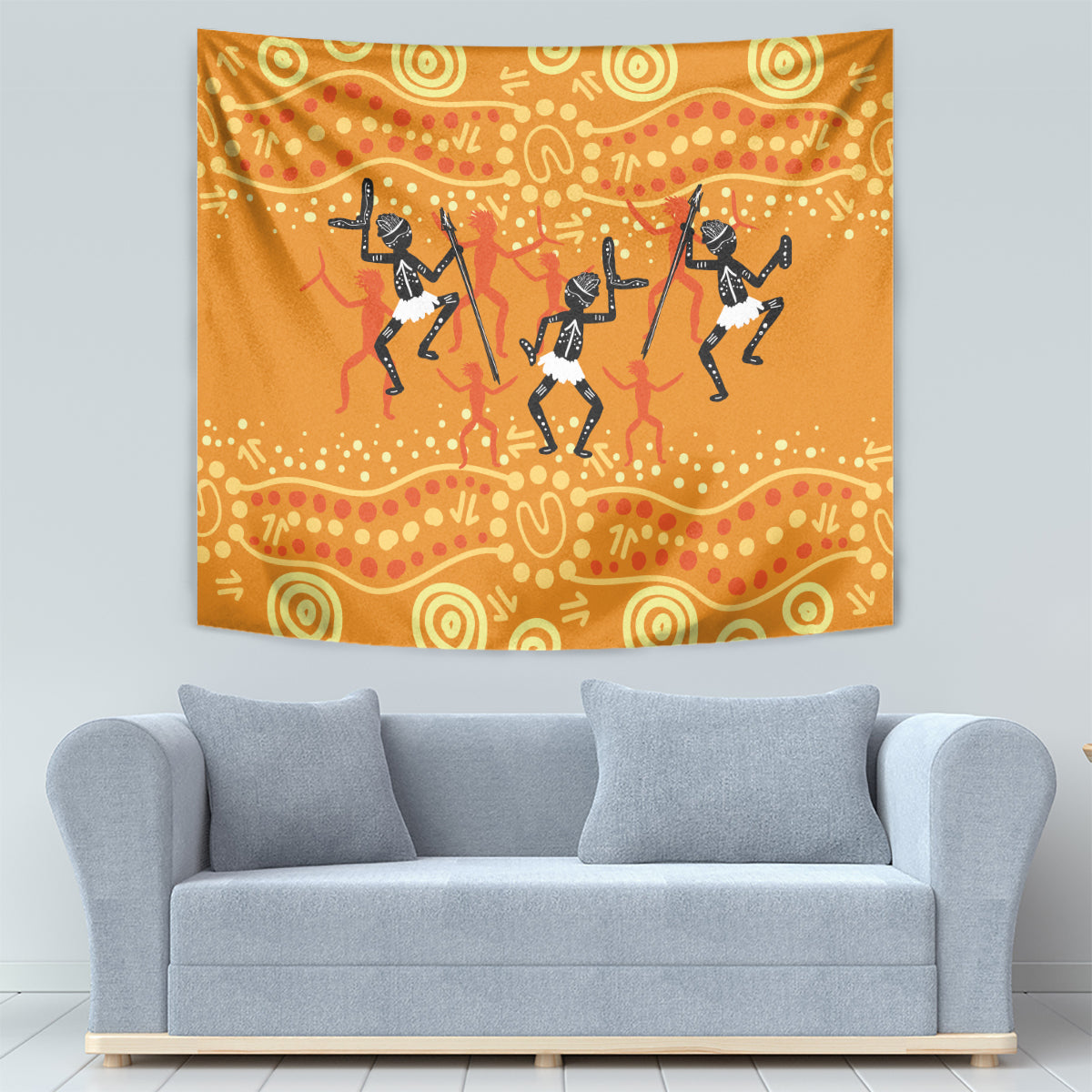 Aboriginal People Dancing Dot Styles Tapestry - Vibe Hoodie Shop