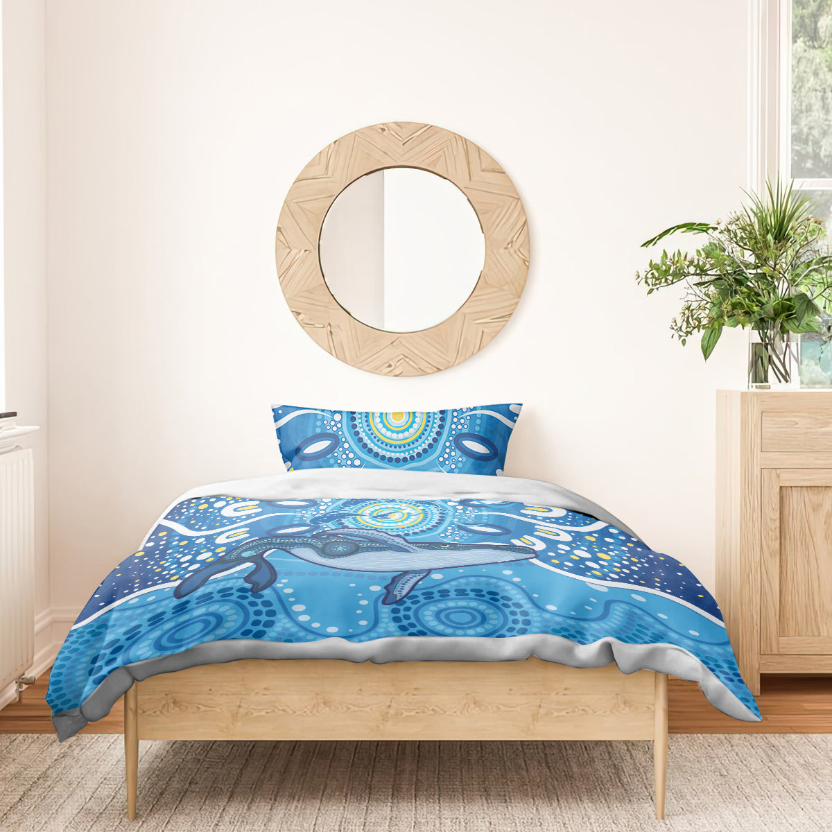 Whale In The Ocean Aboriginal Dot Art Bedding Set No1 - Vibe Hoodie Shop