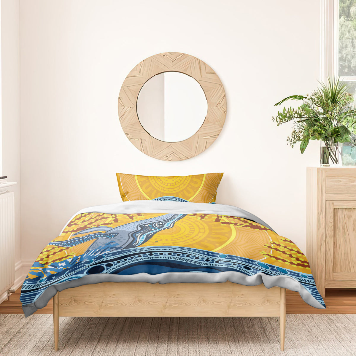 Whale In The Ocean Aboriginal Dot Art Bedding Set No2 - Vibe Hoodie Shop