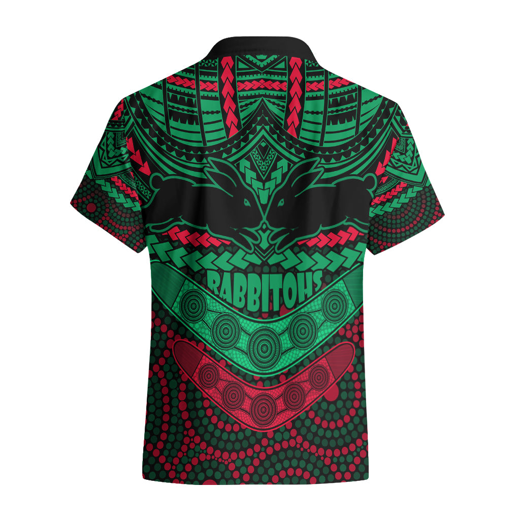 Rabbitohs Rugby Hawaiian Shirt Polynesian and Aboriginal Special Version - Vibe Hoodie Shop