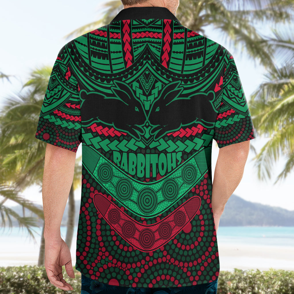 Rabbitohs Rugby Hawaiian Shirt Polynesian and Aboriginal Special Version - Vibe Hoodie Shop