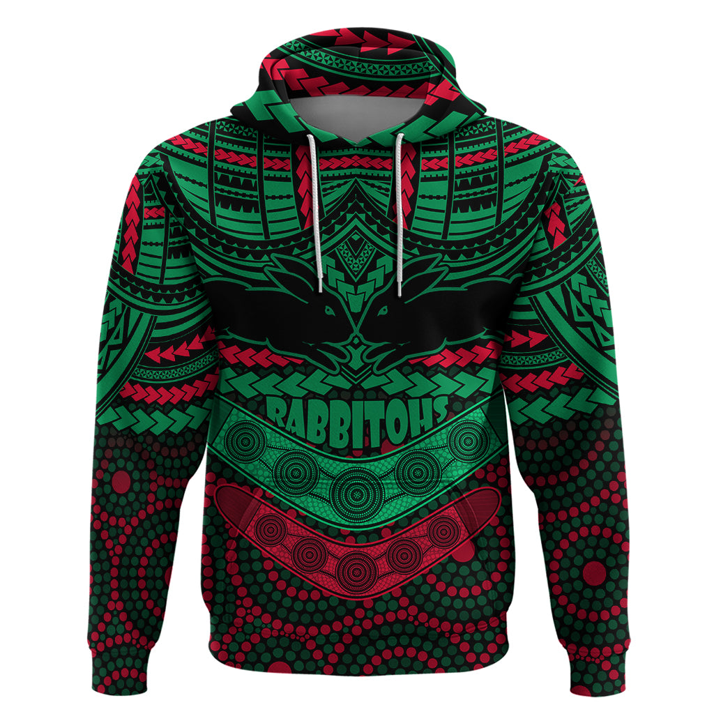 Rabbitohs Rugby Hoodie Polynesian and Aboriginal Special Version LT9 - Vibe Hoodie Shop