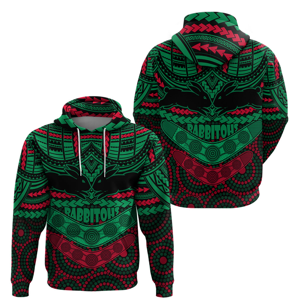 Rabbitohs Rugby Hoodie Polynesian and Aboriginal Special Version LT9 - Vibe Hoodie Shop