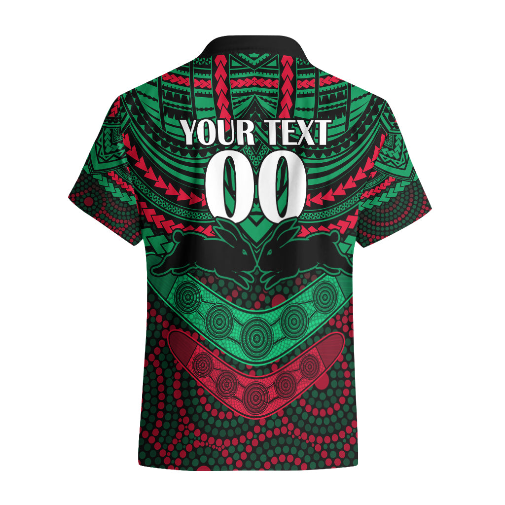 Custom Rabbitohs Rugby Hawaiian Shirt Polynesian and Aboriginal Special Version - Vibe Hoodie Shop