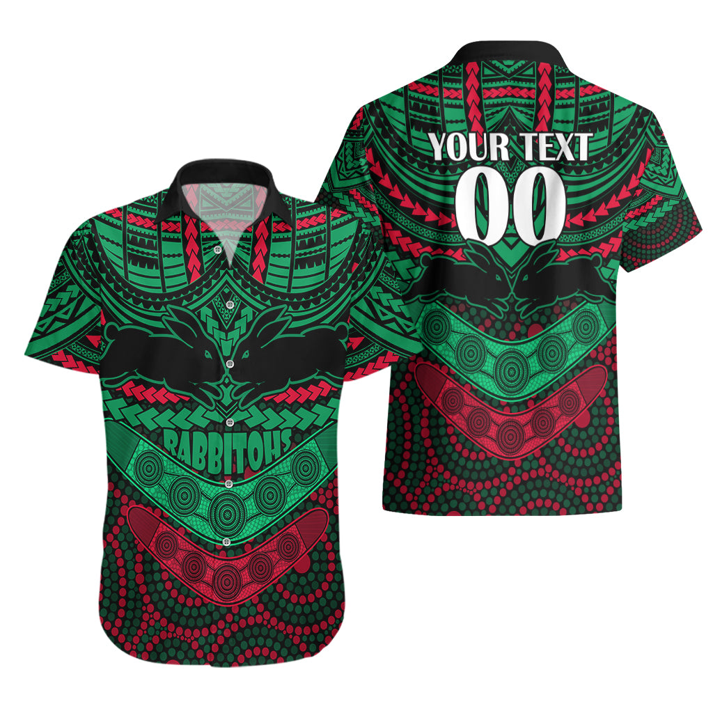 Custom Rabbitohs Rugby Hawaiian Shirt Polynesian and Aboriginal Special Version - Vibe Hoodie Shop