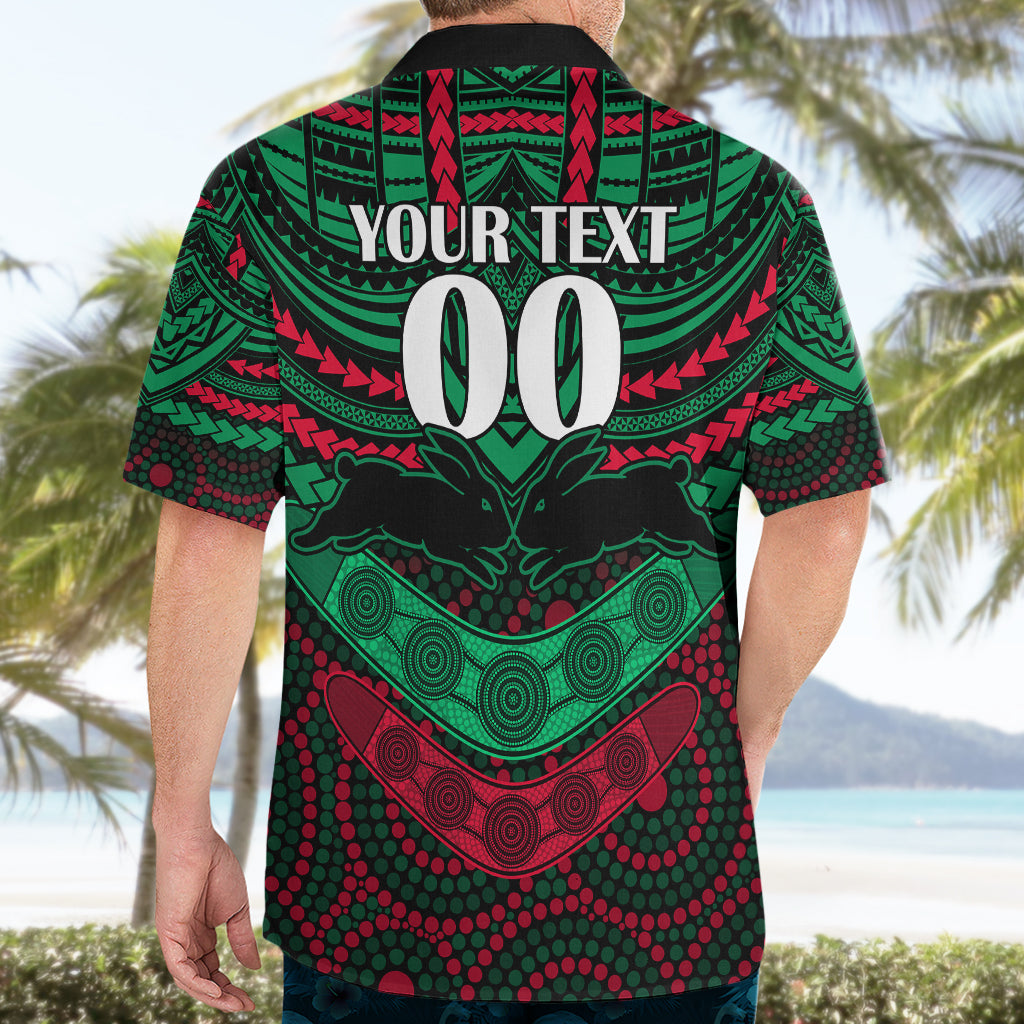 Custom Rabbitohs Rugby Hawaiian Shirt Polynesian and Aboriginal Special Version - Vibe Hoodie Shop