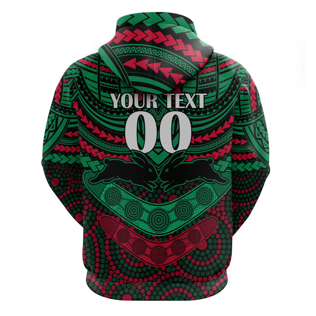Custom Rabbitohs Rugby Hoodie Polynesian and Aboriginal Special Version LT9 - Vibe Hoodie Shop