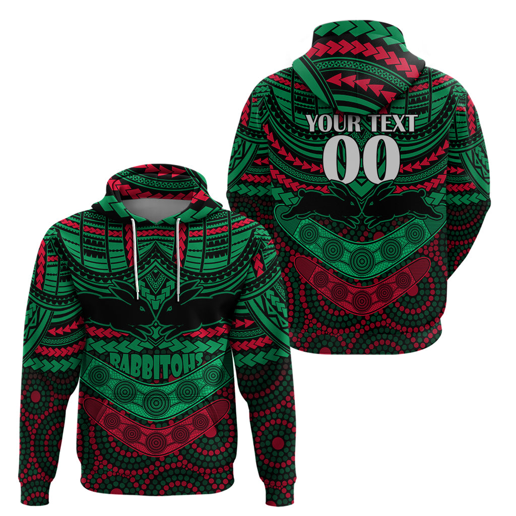 Custom Rabbitohs Rugby Hoodie Polynesian and Aboriginal Special Version LT9 - Vibe Hoodie Shop