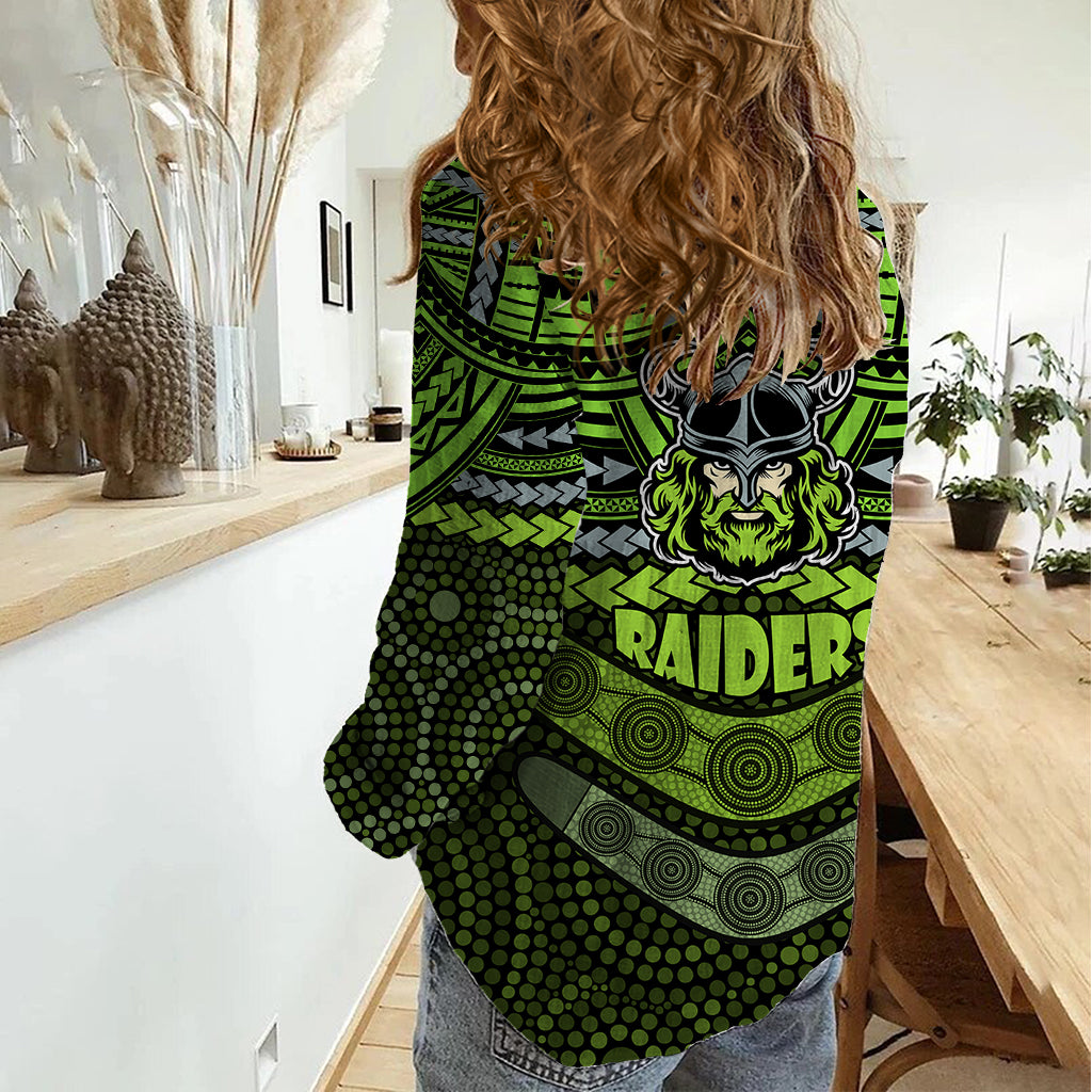 Raiders Rugby Women Casual Shirt Polynesian and Aboriginal Special Version - Vibe Hoodie Shop