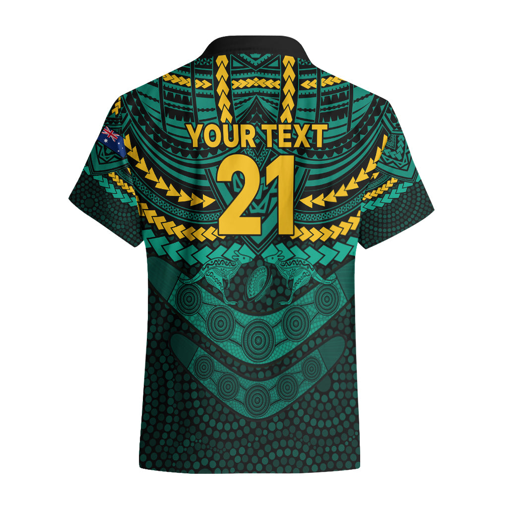 Custom Wallabies Rugby Hawaiian Shirt Polynesian and Aboriginal Special Green Version - Vibe Hoodie Shop