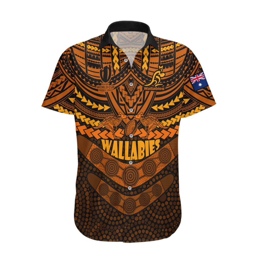 Wallabies Rugby Hawaiian Shirt Polynesian and Aboriginal Special Orange Version - Vibe Hoodie Shop