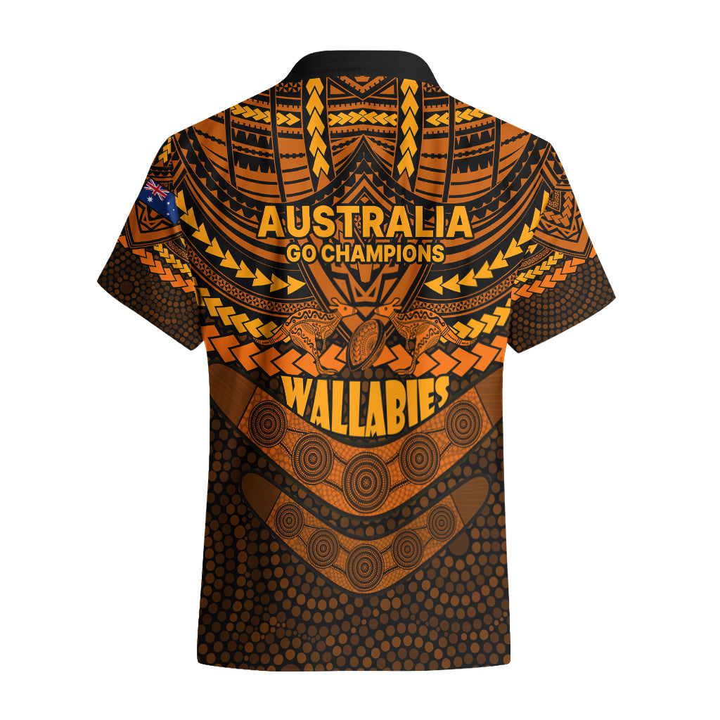 Wallabies Rugby Hawaiian Shirt Polynesian and Aboriginal Special Orange Version - Vibe Hoodie Shop