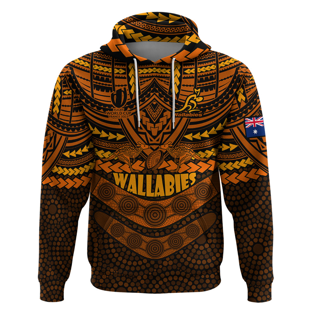 Wallabies Rugby Hoodie Polynesian and Aboriginal Special Orange Version LT9 - Vibe Hoodie Shop