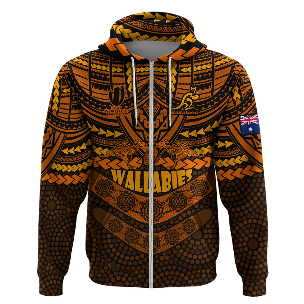 Wallabies Rugby Hoodie Polynesian and Aboriginal Special Orange Version LT9 - Vibe Hoodie Shop