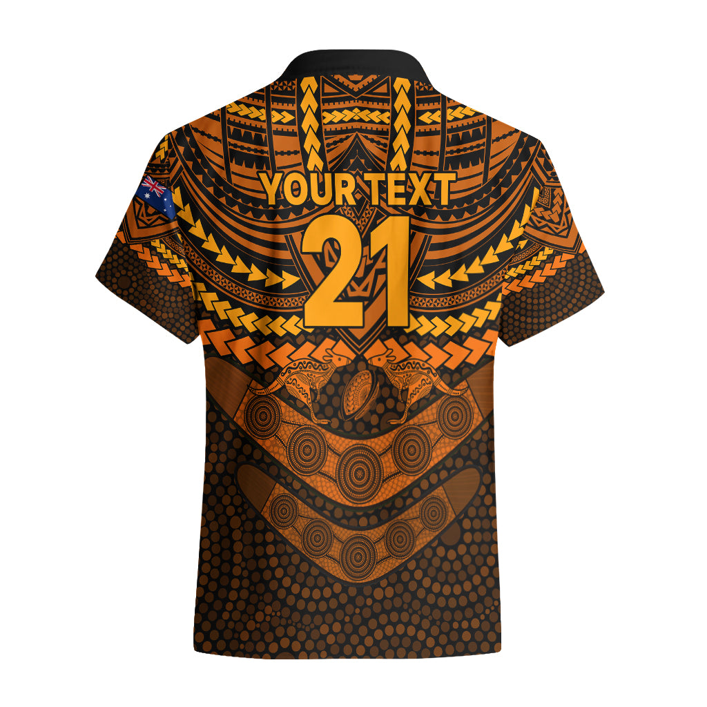 Custom Wallabies Rugby Hawaiian Shirt Polynesian and Aboriginal Special Orange Version - Vibe Hoodie Shop