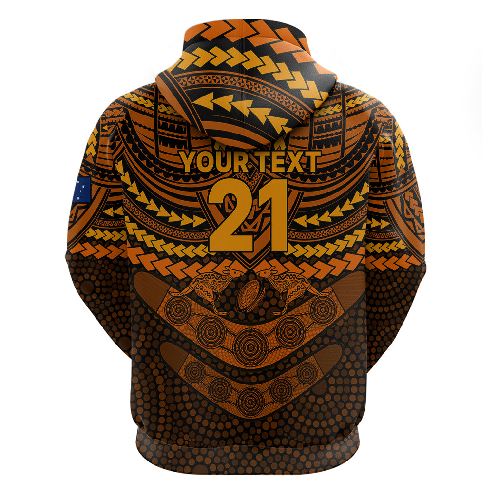 Custom Wallabies Rugby Hoodie Polynesian and Aboriginal Special Orange Version LT9 - Vibe Hoodie Shop