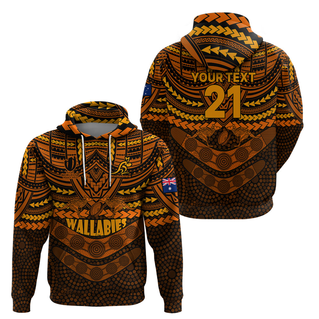 Custom Wallabies Rugby Hoodie Polynesian and Aboriginal Special Orange Version LT9 - Vibe Hoodie Shop
