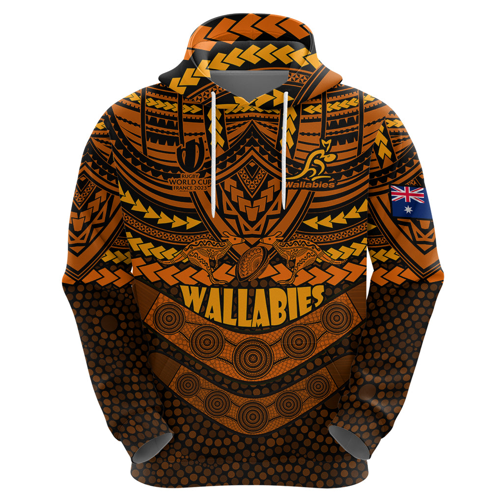 Custom Wallabies Rugby Hoodie Polynesian and Aboriginal Special Orange Version LT9 - Vibe Hoodie Shop