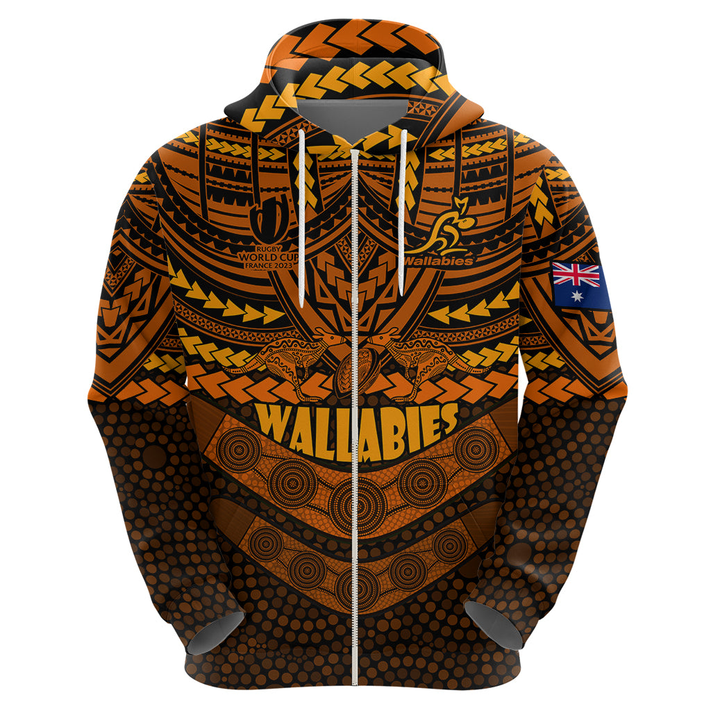 Custom Wallabies Rugby Hoodie Polynesian and Aboriginal Special Orange Version LT9 - Vibe Hoodie Shop