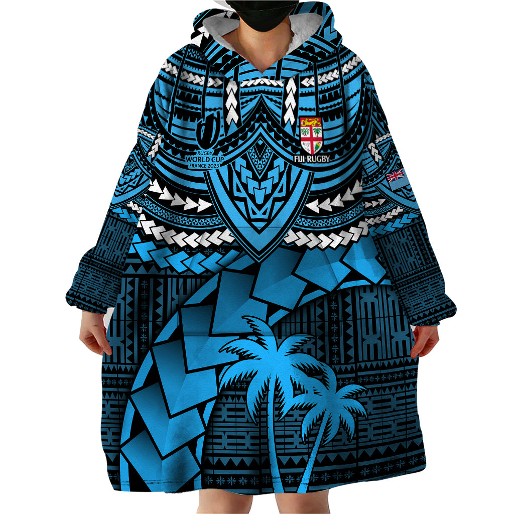 Fiji Rugby Wearable Blanket Hoodie Go Fijian Tapa Arty with World Cup Vibe - Vibe Hoodie Shop