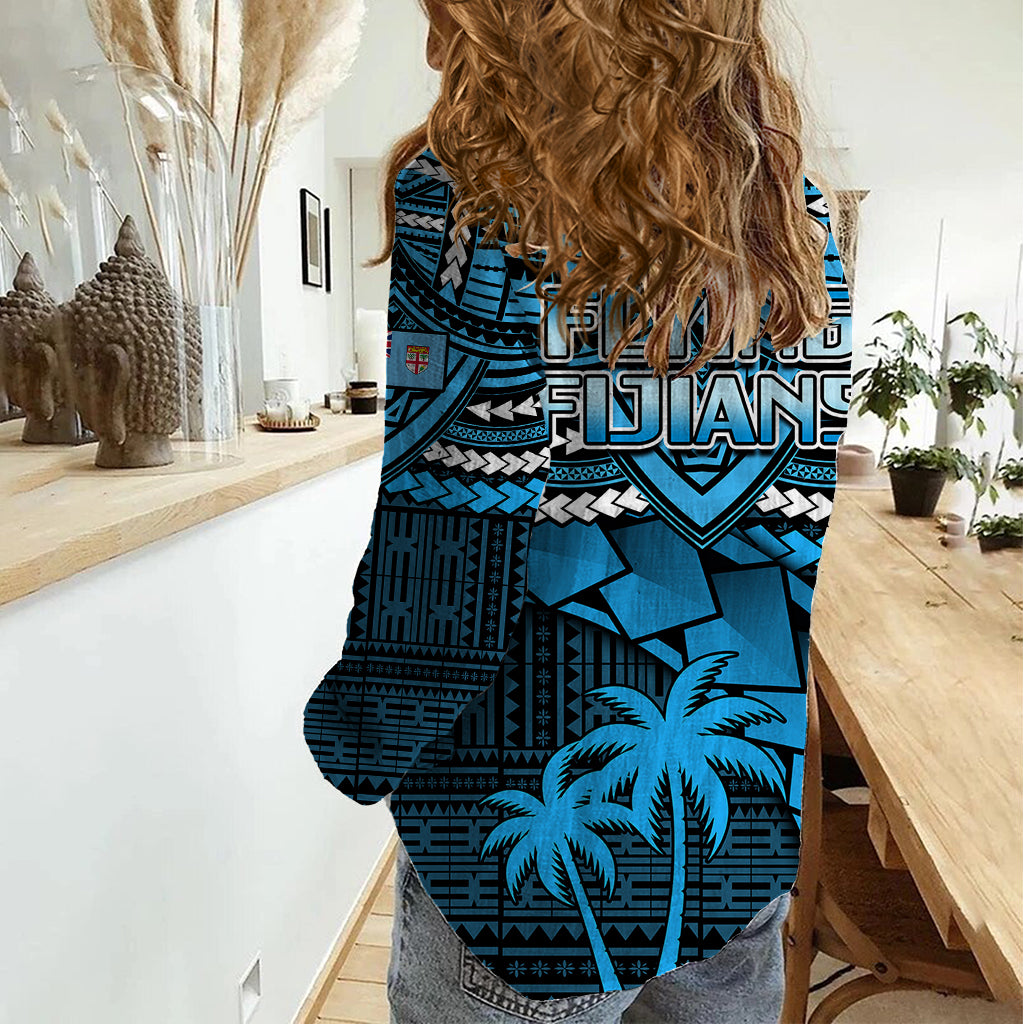 Fiji Rugby Women Casual Shirt Go Fijian Tapa Arty with World Cup Vibe - Vibe Hoodie Shop