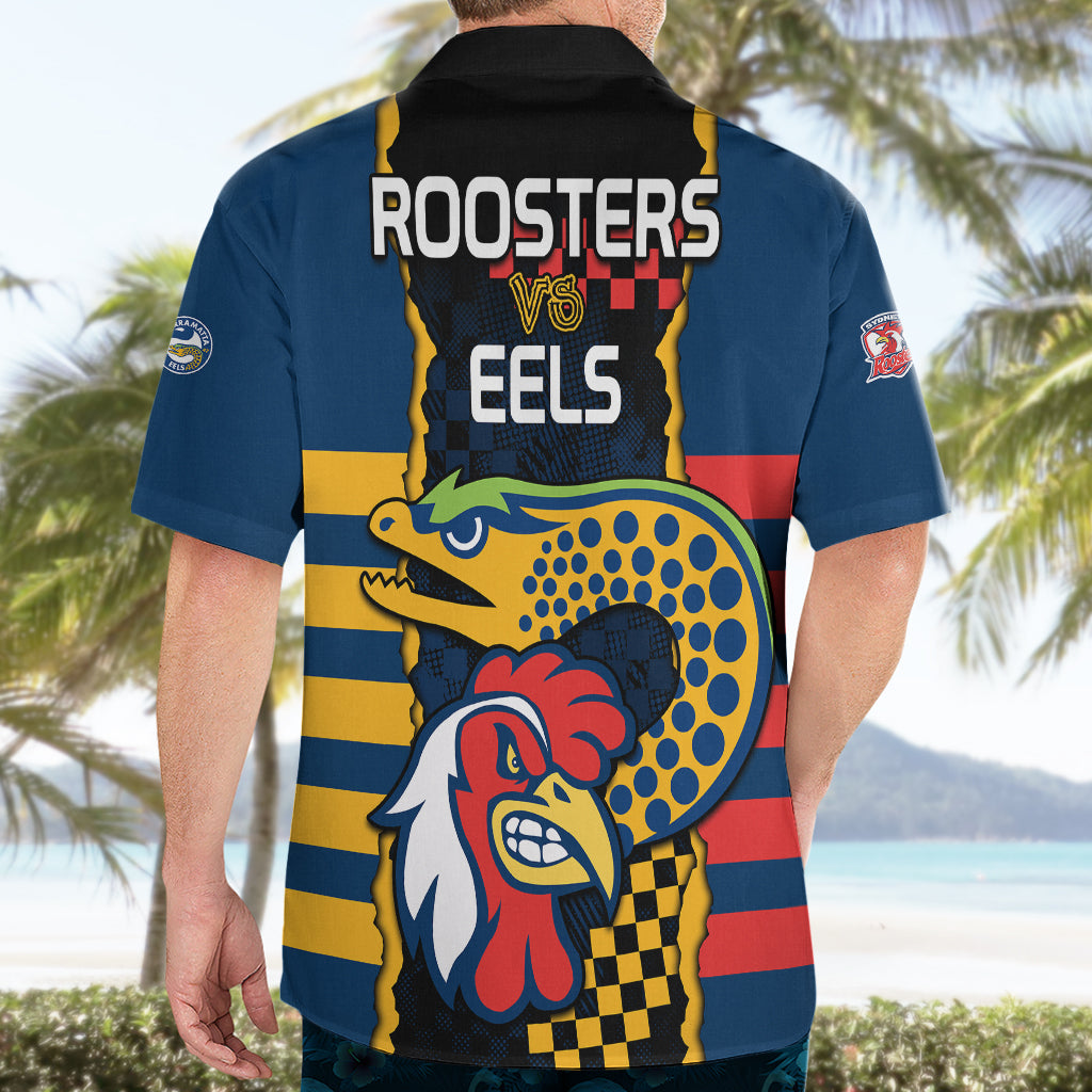 NRL Eels Combine Roosters Rugby Hawaiian Shirt Sporty Style - Vibe Hoodie Shop