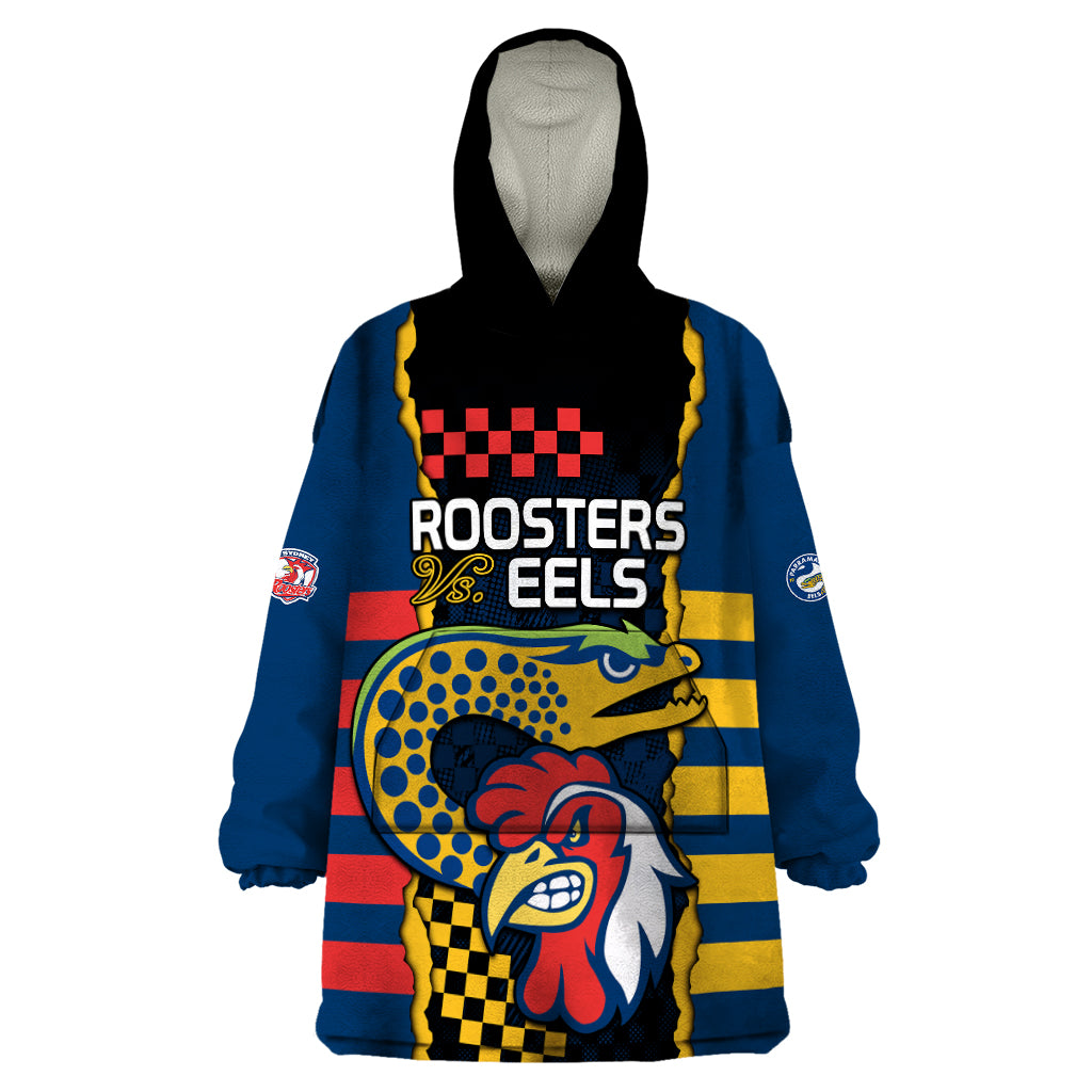 NRL Eels Combine Roosters Rugby Wearable Blanket Hoodie Sporty Style - Vibe Hoodie Shop