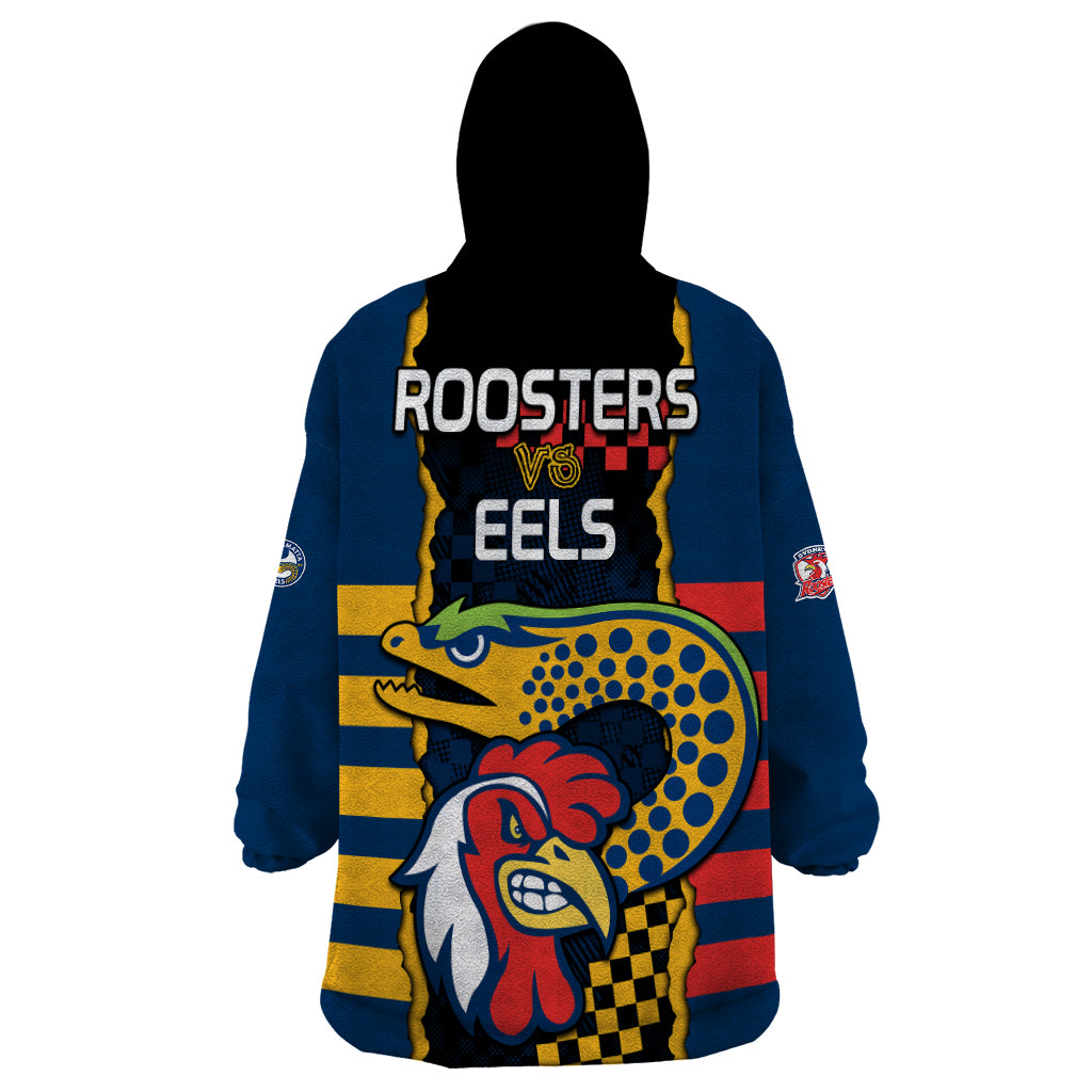 NRL Eels Combine Roosters Rugby Wearable Blanket Hoodie Sporty Style - Vibe Hoodie Shop