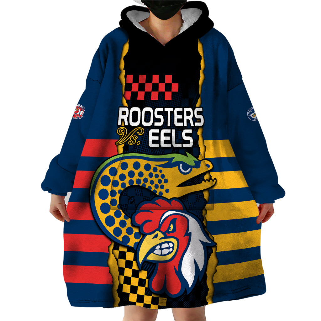 NRL Eels Combine Roosters Rugby Wearable Blanket Hoodie Sporty Style - Vibe Hoodie Shop