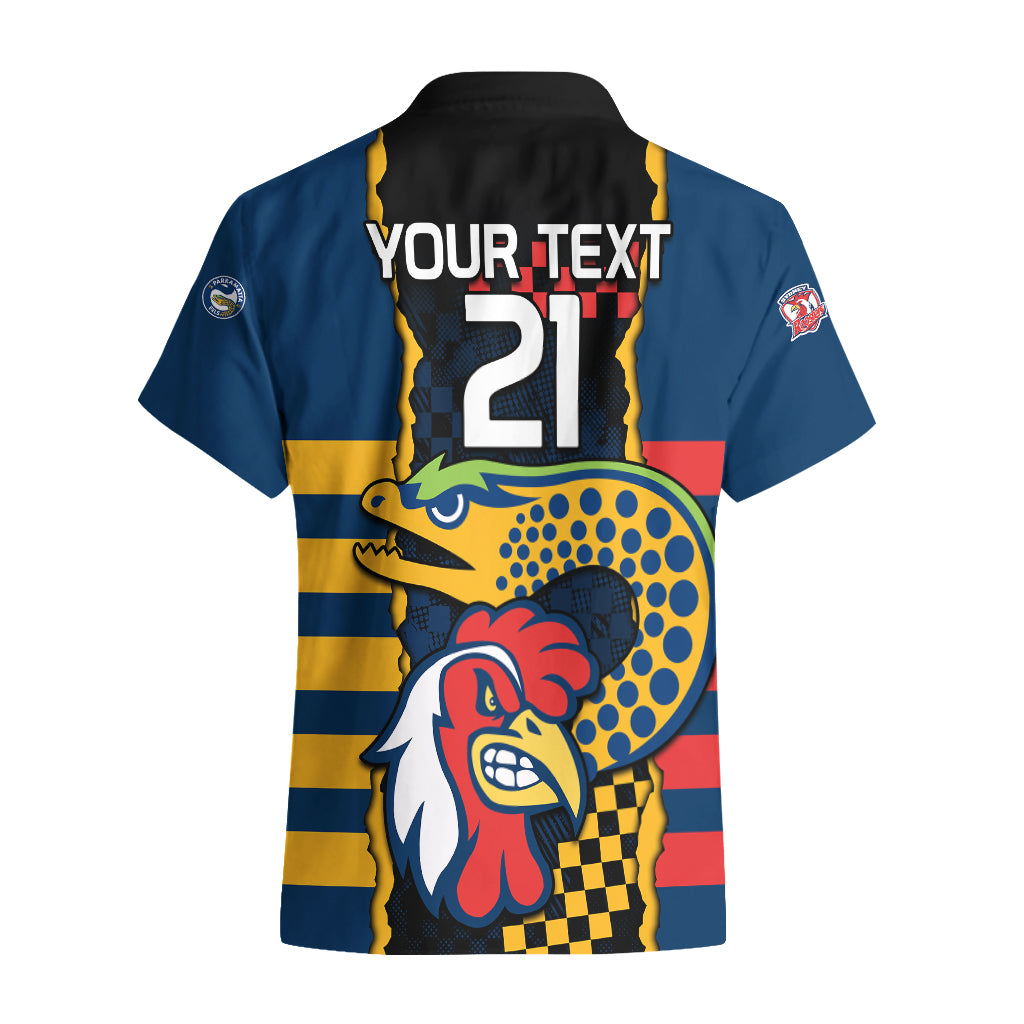 Custom NRL Eels Combine Roosters Rugby Hawaiian Shirt Sporty Style - Vibe Hoodie Shop