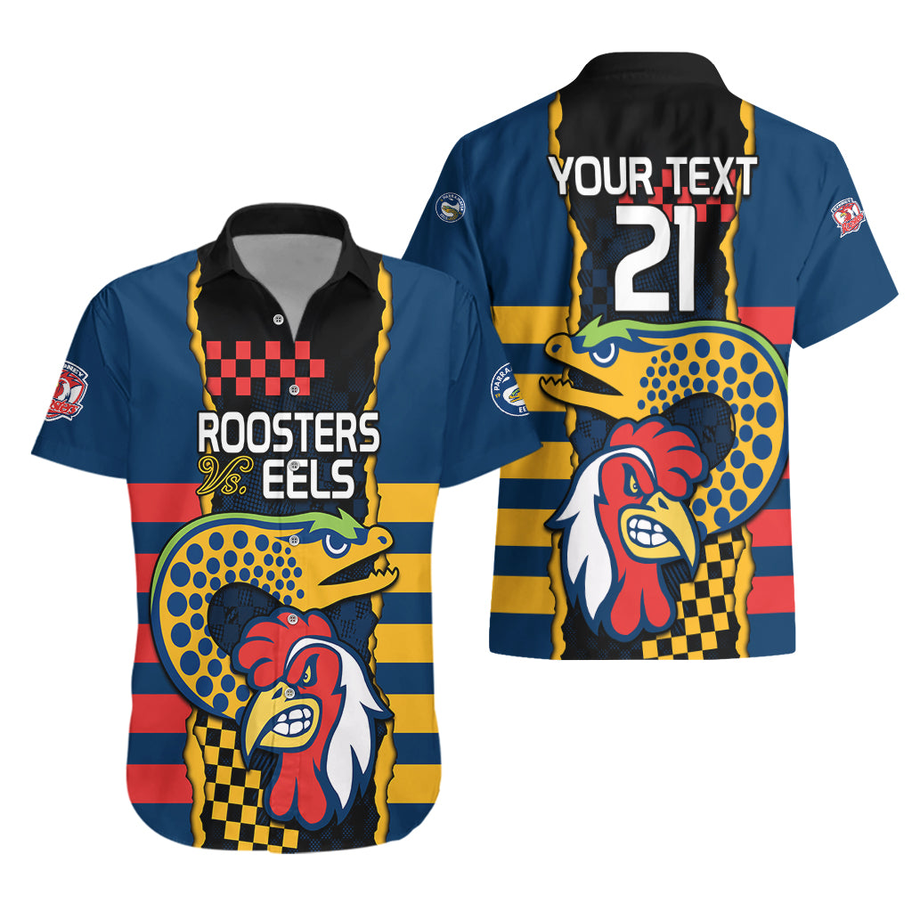 Custom NRL Eels Combine Roosters Rugby Hawaiian Shirt Sporty Style - Vibe Hoodie Shop