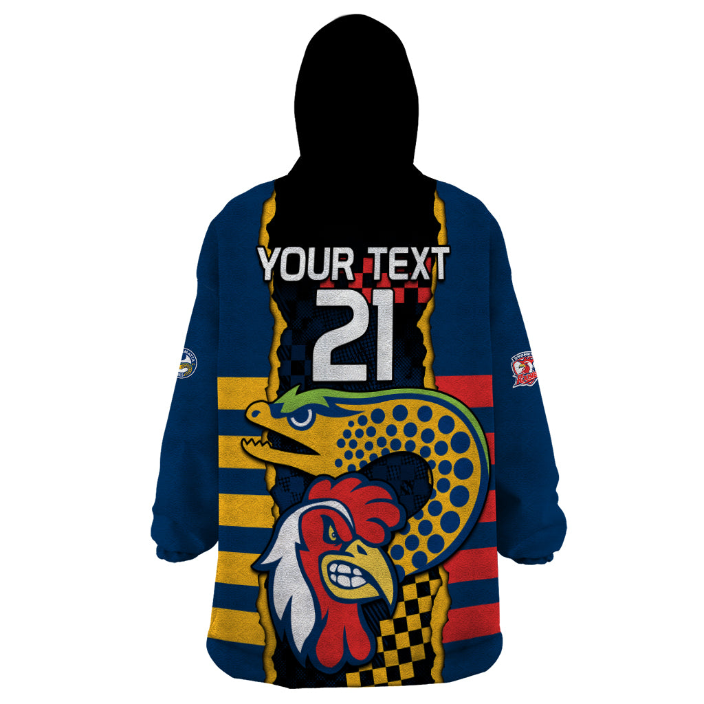 Custom NRL Eels Combine Roosters Rugby Wearable Blanket Hoodie Sporty Style - Vibe Hoodie Shop