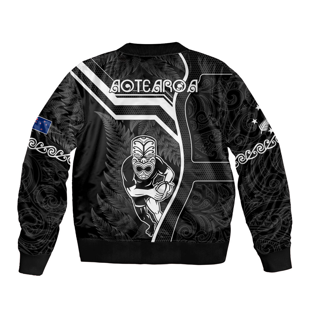New Zealand Aotearoa Rugby Bomber Jacket Black Fern Maori Tribal Sporty Style - Vibe Hoodie Shop