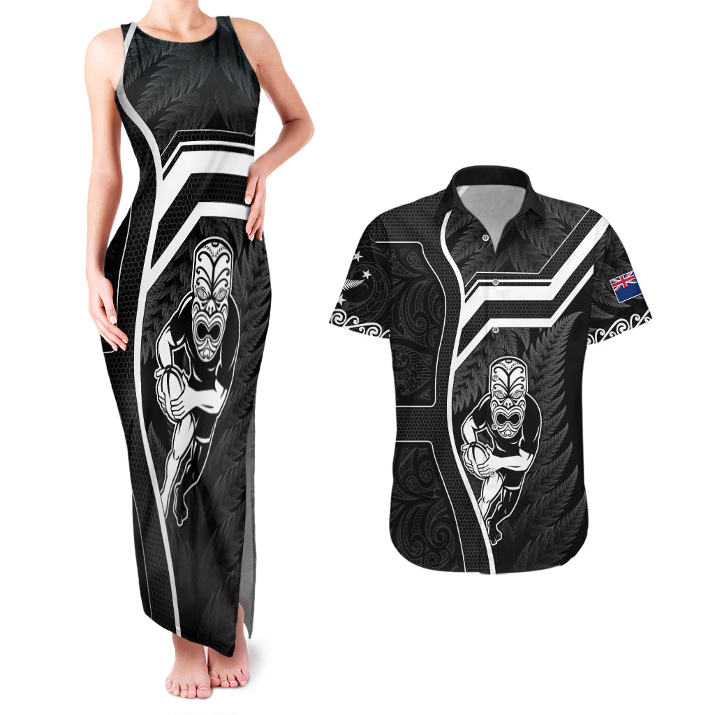new-zealand-aotearoa-rugby-couples-matching-tank-maxi-dress-and-hawaiian-shirt-black-fern-maori-tribal-sporty-style