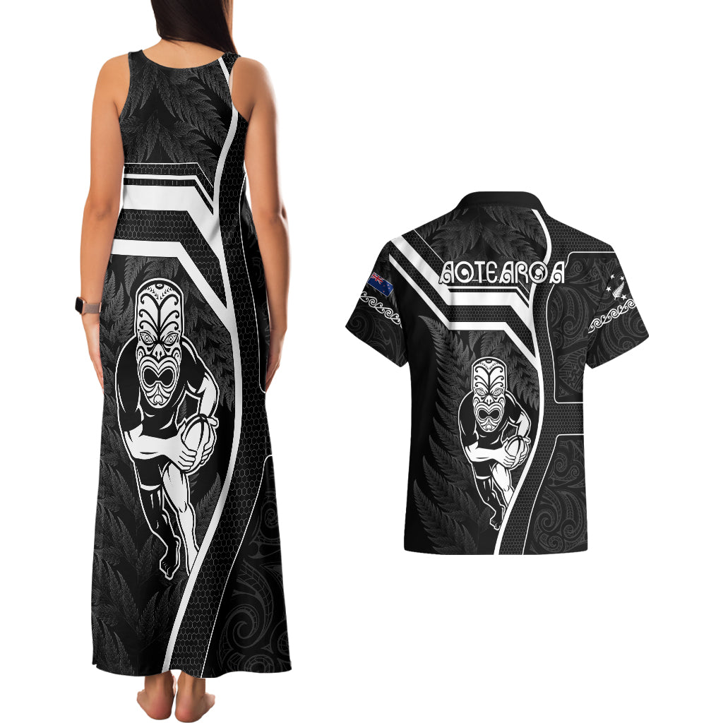 new-zealand-aotearoa-rugby-couples-matching-tank-maxi-dress-and-hawaiian-shirt-black-fern-maori-tribal-sporty-style