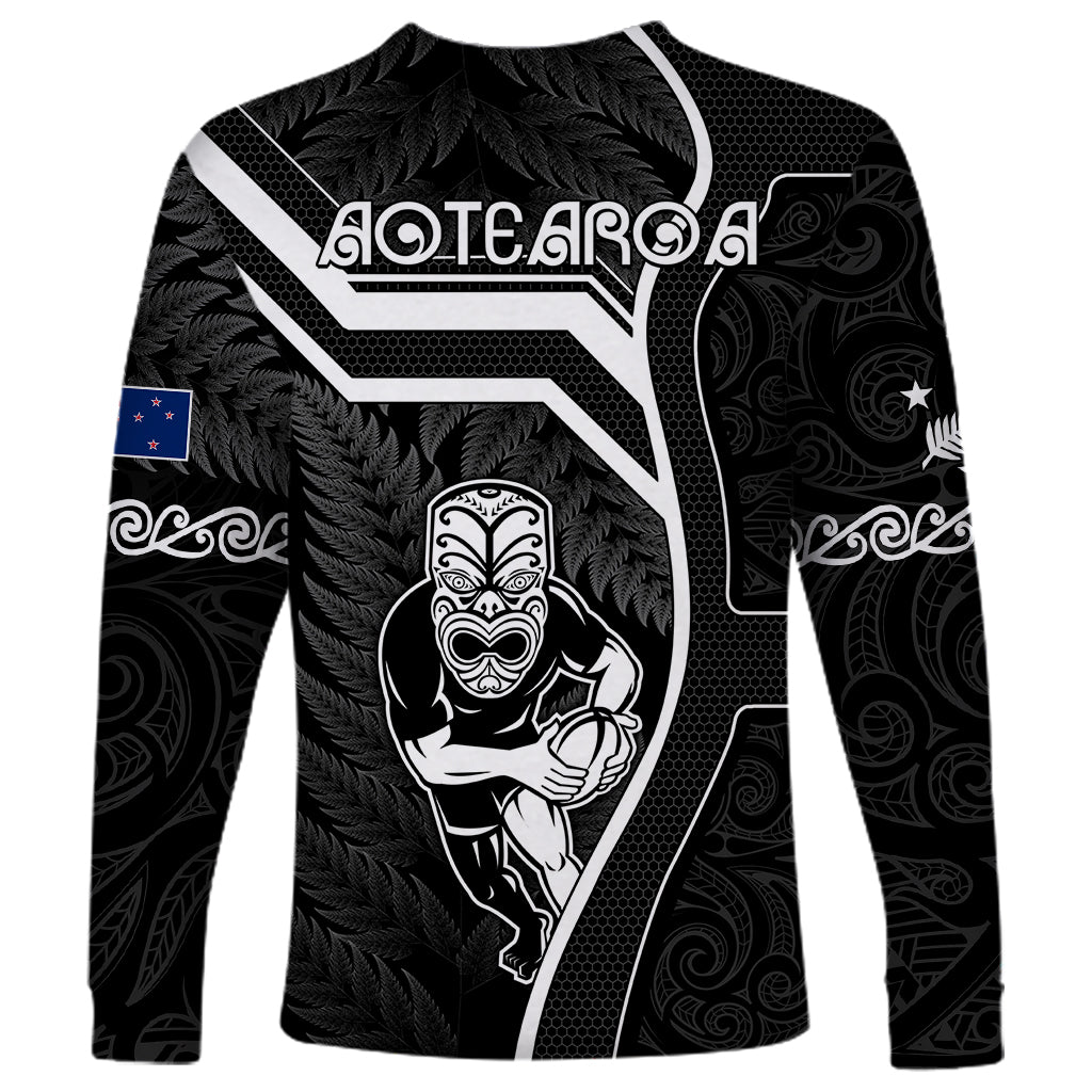 New Zealand Aotearoa Rugby Long Sleeve Shirt Black Fern Maori Tribal Sporty Style - Vibe Hoodie Shop