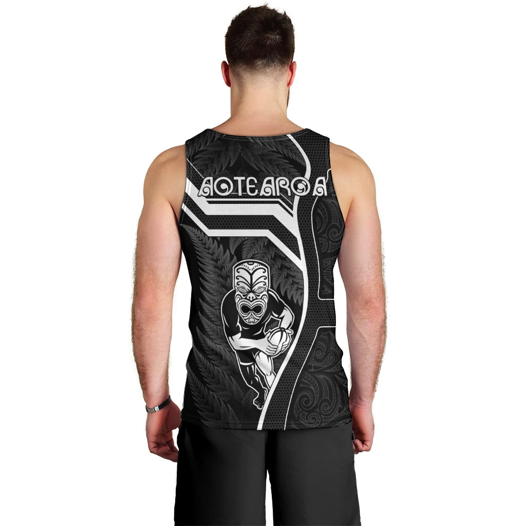 New Zealand Aotearoa Rugby Men Tank Top Black Fern Maori Tribal Sporty Style - Vibe Hoodie Shop