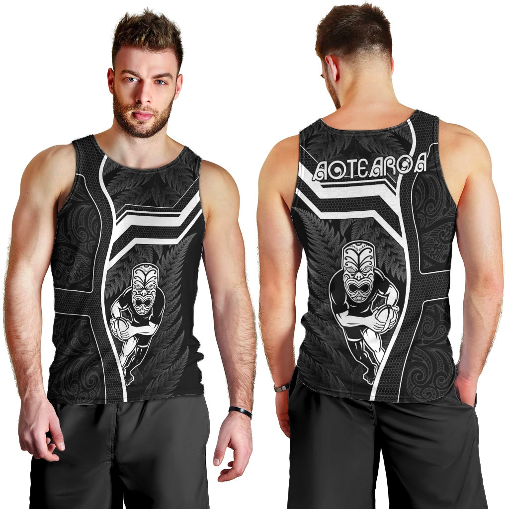 New Zealand Aotearoa Rugby Men Tank Top Black Fern Maori Tribal Sporty Style - Vibe Hoodie Shop