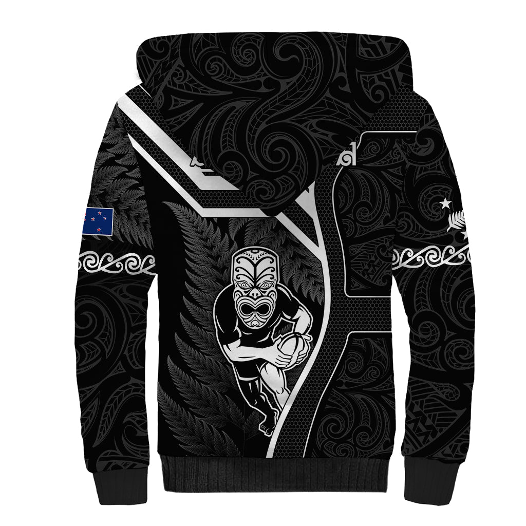 New Zealand Aotearoa Rugby Sherpa Hoodie Black Fern Maori Tribal Sporty Style - Vibe Hoodie Shop