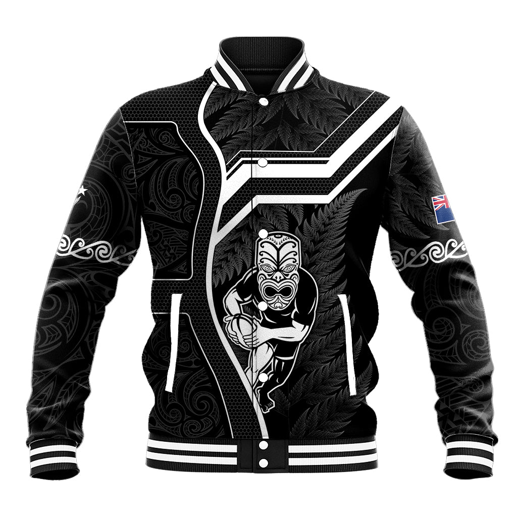 Custom New Zealand Aotearoa Rugby Baseball Jacket Black Fern Maori Tribal Sporty Style - Vibe Hoodie Shop