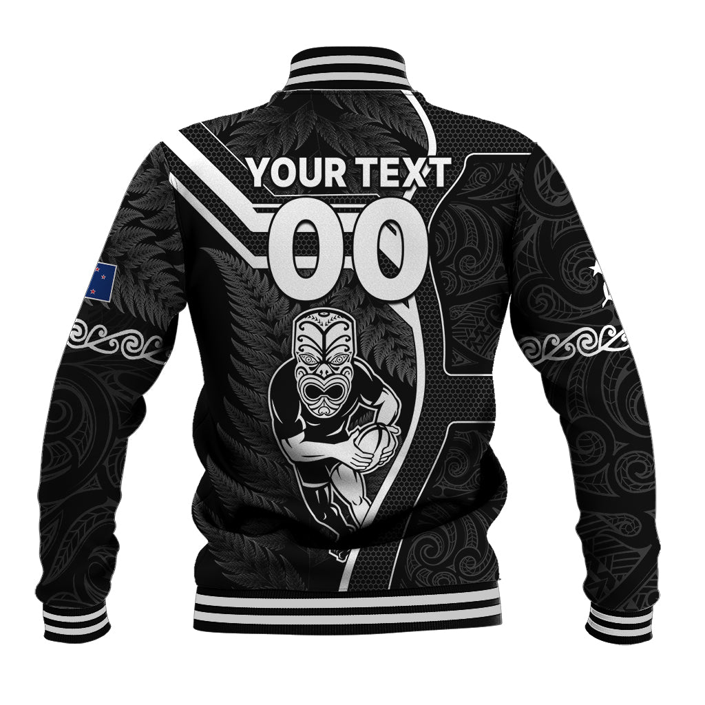 Custom New Zealand Aotearoa Rugby Baseball Jacket Black Fern Maori Tribal Sporty Style - Vibe Hoodie Shop