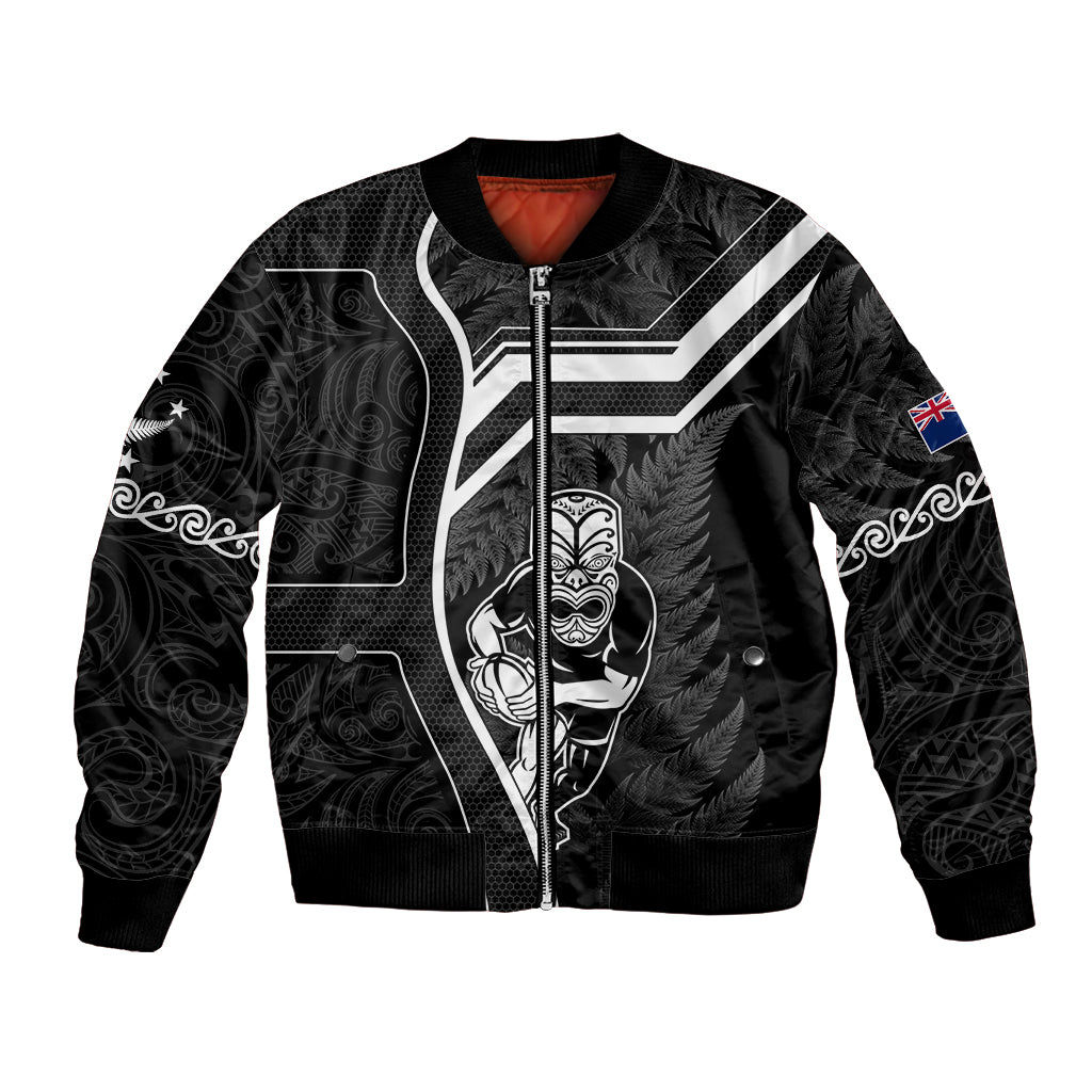 Custom New Zealand Aotearoa Rugby Bomber Jacket Black Fern Maori Tribal Sporty Style - Vibe Hoodie Shop