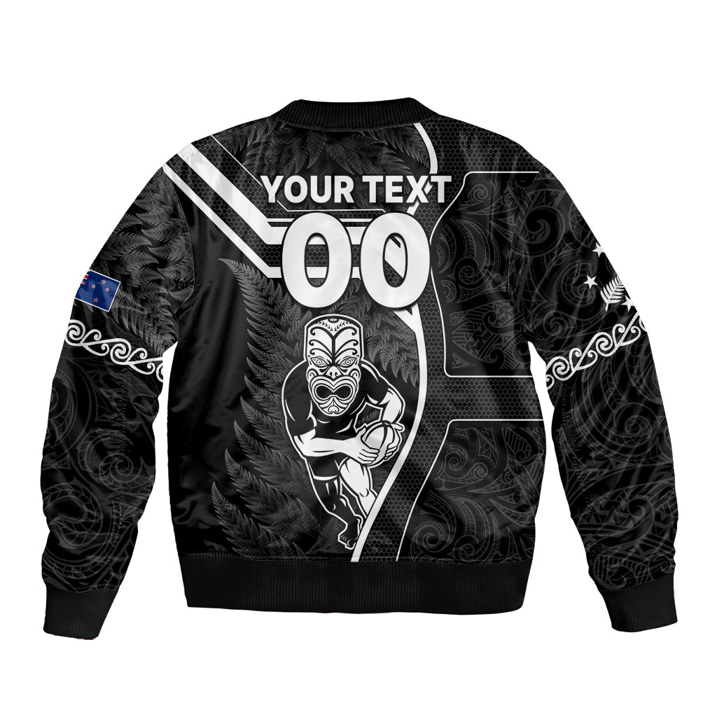 Custom New Zealand Aotearoa Rugby Bomber Jacket Black Fern Maori Tribal Sporty Style - Vibe Hoodie Shop