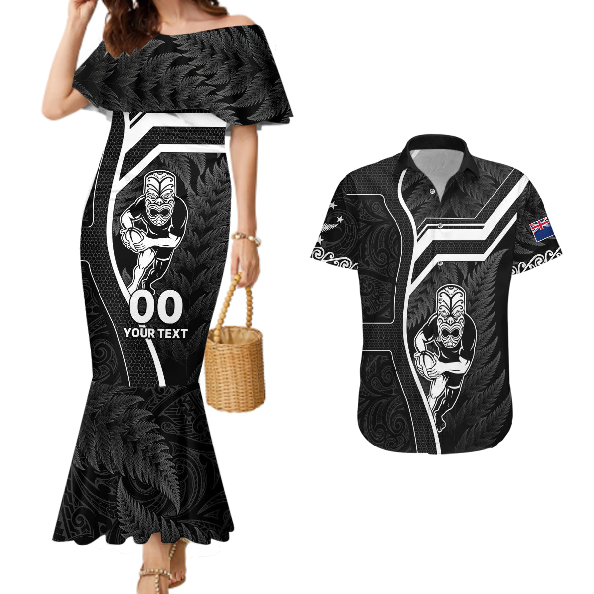 custom-new-zealand-aotearoa-rugby-couples-matching-mermaid-dress-and-hawaiian-shirt-black-fern-maori-tribal-sporty-style