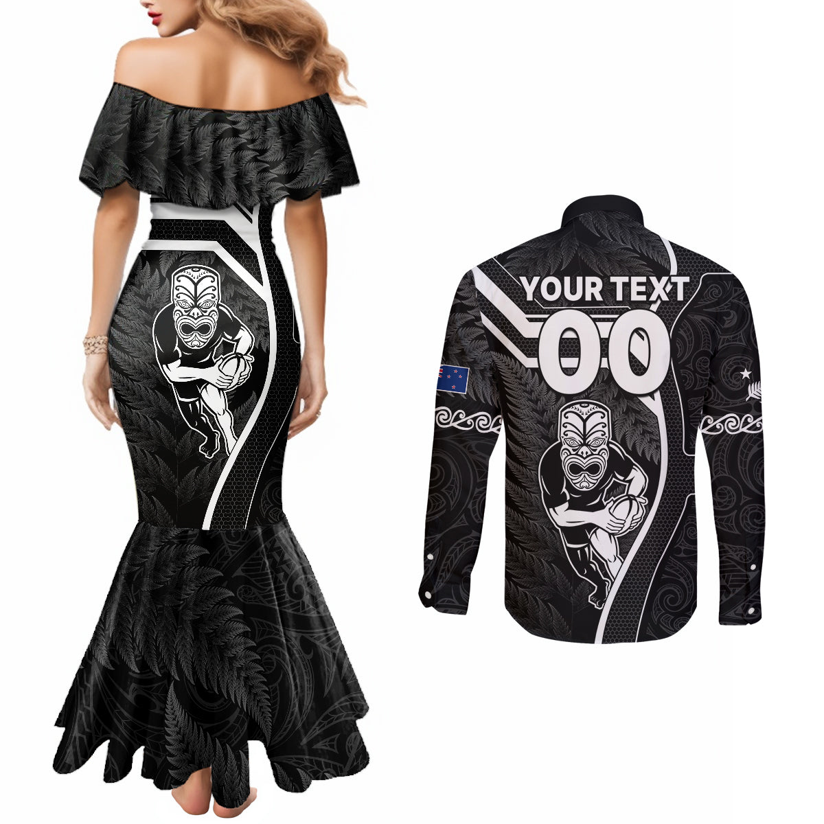 custom-new-zealand-aotearoa-rugby-couples-matching-mermaid-dress-and-long-sleeve-button-shirts-black-fern-maori-tribal-sporty-style