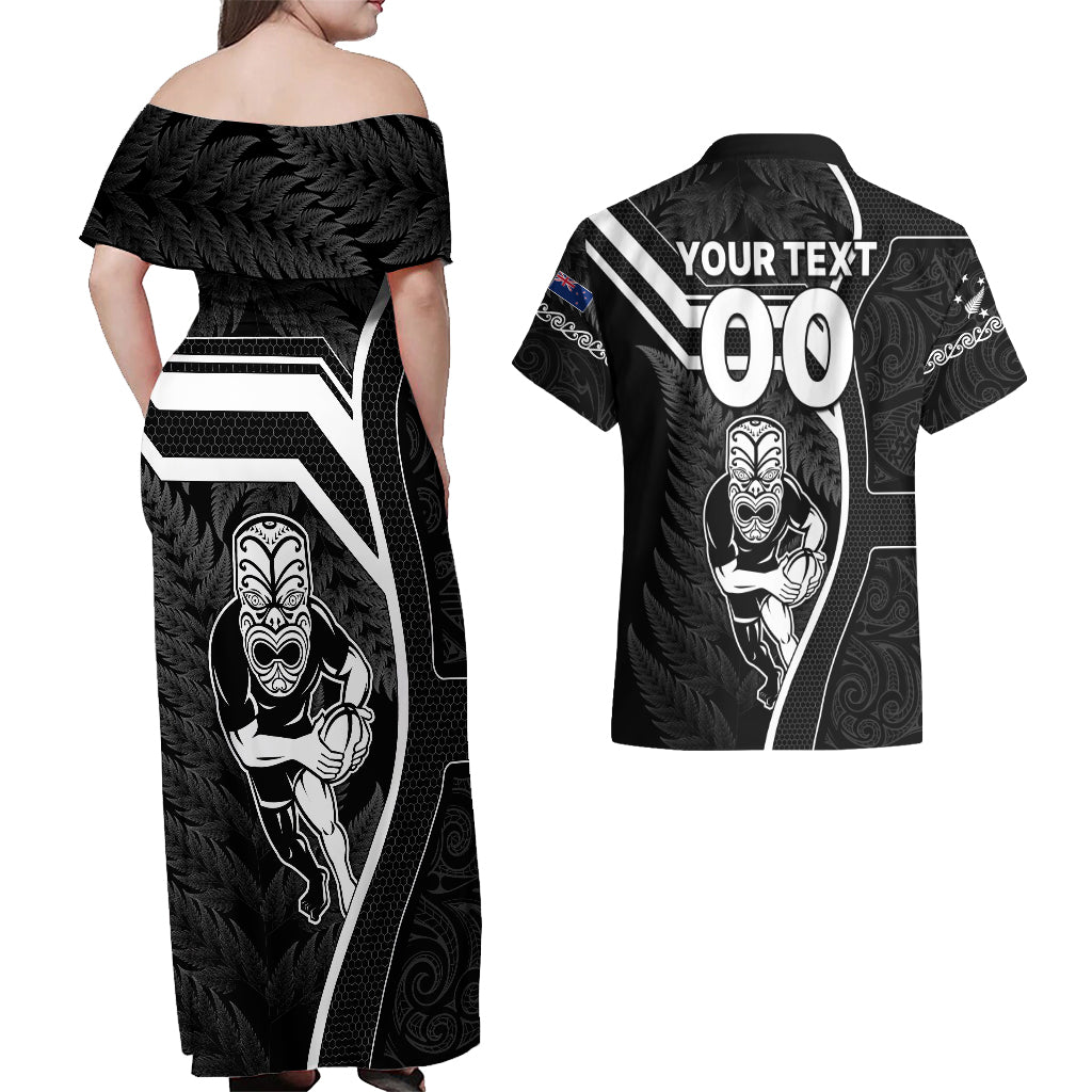 custom-new-zealand-aotearoa-rugby-couples-matching-off-shoulder-maxi-dress-and-hawaiian-shirt-black-fern-maori-tribal-sporty-style